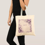 Stijlvolle paarse bloemen Canvas tas (Voorkant (product))