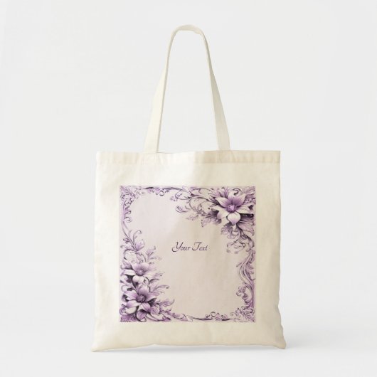 Stijlvolle paarse bloemen Canvas tas (Voorkant)