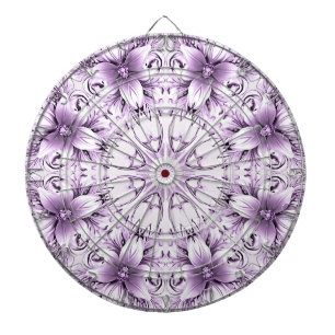Stijlvolle paarse bloemen dartbord