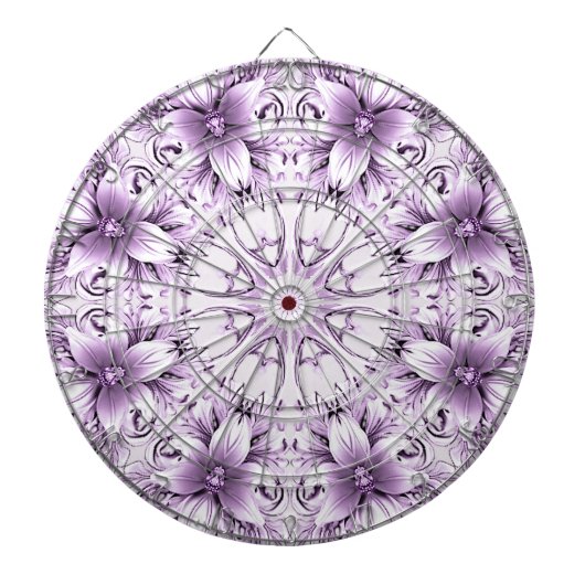 Stijlvolle paarse bloemen dartbord (Voorkant)