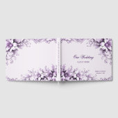 Stijlvolle paarse bloemen gastenboek (Volledig)