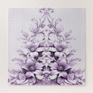 Stijlvolle paarse bloemen legpuzzel