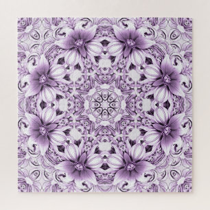 Stijlvolle paarse bloemen legpuzzel