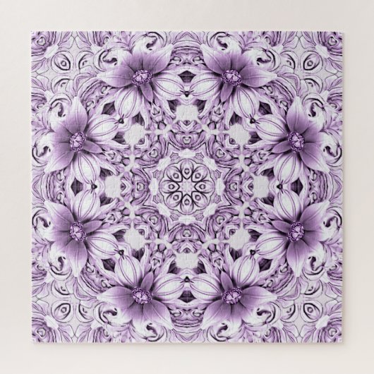 Stijlvolle paarse bloemen legpuzzel (Verticaal)