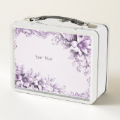 Stijlvolle paarse bloemen lunchbox (Achterkant)