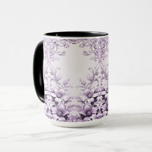 Stijlvolle paarse bloemen mok