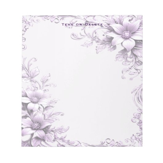 Stijlvolle paarse bloemen notitieblok (Voorkant)