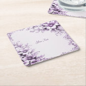Stijlvolle paarse bloemen papier Onderzetter (Schuin)