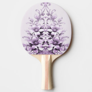 Stijlvolle paarse bloemen pingpongbat tafeltennisbatje