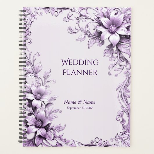 Stijlvolle paarse bloemen planner (Voorkant)