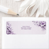 Stijlvolle paarse bloemen retour adreslabel etiket (Insitu)