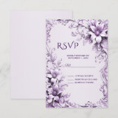 Stijlvolle paarse bloemen RSVP-kaart RSVP Kaartje (Voorkant / Achterkant)