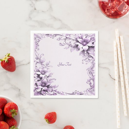 Stijlvolle paarse bloemen servetten (Insitu)