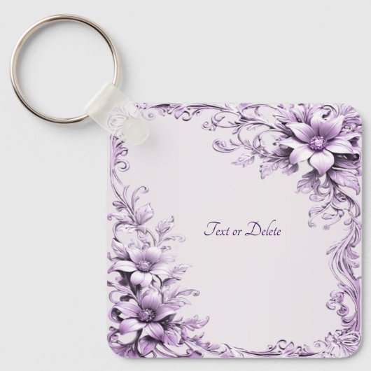 Stijlvolle paarse bloemen sleutelhanger (Voorkant)