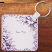 Stijlvolle paarse bloemen sleutelhanger (Achterkant)