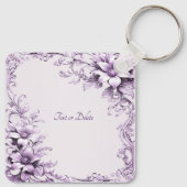 Stijlvolle paarse bloemen sleutelhanger (Achterkant)
