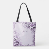 Stijlvolle paarse bloemen tote tas (Achterkant)