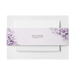 Stijlvolle paarse bloemen uitnodigingen wikkel