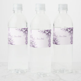 Stijlvolle paarse bloemen water fles label waterfles etiket