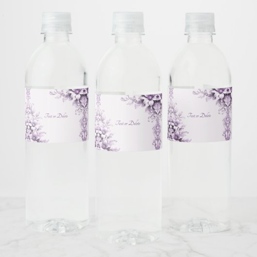 Stijlvolle paarse bloemen water fles label waterfles etiket (Flessen)