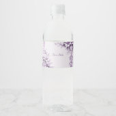 Stijlvolle paarse bloemen water fles label waterfles etiket (Voorkant)