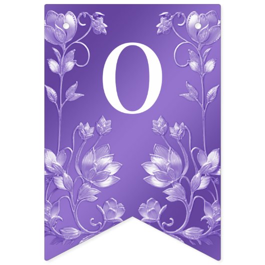 Stijlvolle Paarse bloemenbunting vlag Vlaggetjes (Tweede vlag)