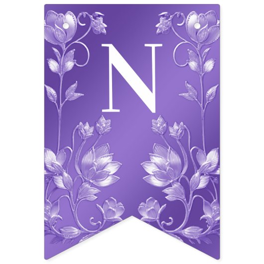 Stijlvolle Paarse bloemenbunting vlag Vlaggetjes (Derde vlag)