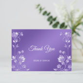 Stijlvolle Paarse bloemenkaart Bedankkaart (Staand voorkant)