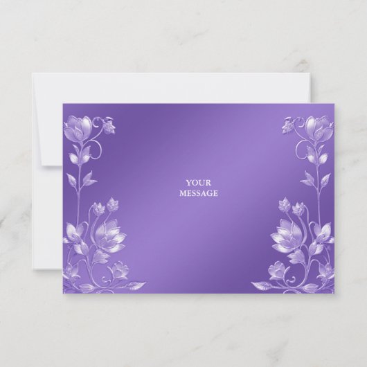 Stijlvolle Paarse bloemenkaart Bedankkaart (Achterkant)