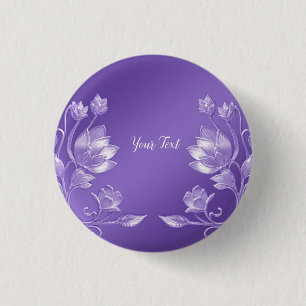 Stijlvolle paarse bloemenknoop ronde button 3,2 cm
