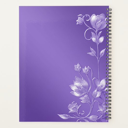 Stijlvolle paarse bloemenplanner planner (Achterkant)