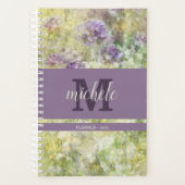 Stijlvolle Paarse bloementuin monogram Planner (Voorkant)