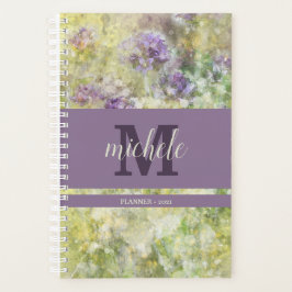 Stijlvolle Paarse bloementuin monogram Planner