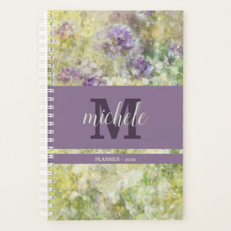 Stijlvolle Paarse bloementuin monogram Planner