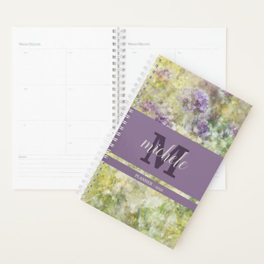 Stijlvolle Paarse bloementuin monogram Planner (Display)