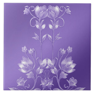 Stijlvolle Paarse bloemige keramische Tegel Tegeltje