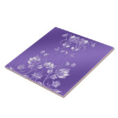 Stijlvolle Paarse bloemige keramische Tegel Tegeltje (Zijkant)