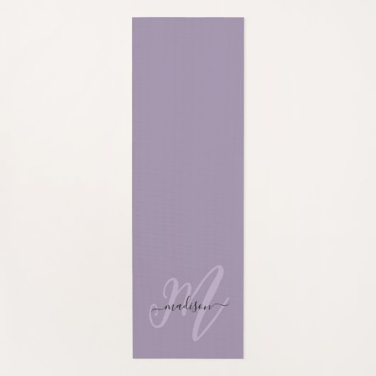 Stijlvolle Paarse Boho Script Monogram en Naam Yogamat (Voorkant)