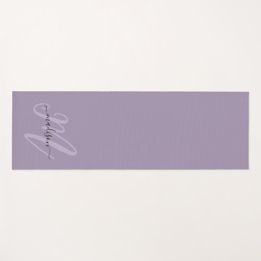 Stijlvolle Paarse Boho Script Monogram en Naam Yogamat (Voorkant (horizontaal))