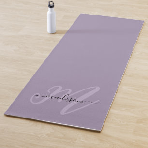 Stijlvolle Paarse Boho Script Monogram en Naam Yogamat