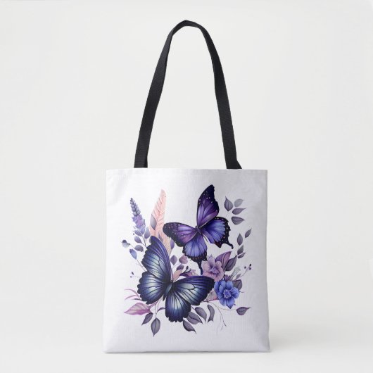 Stijlvolle Paarse Butterfly-Canvas tas (Voorkant)