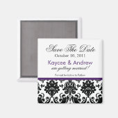 Stijlvolle Paarse Damask Sla de datummagneet op Magneet (Voorkant / Achterkant)