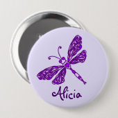 Stijlvolle paarse dragonfly-kunstnaamknop ronde button 4,0 cm (Voorkant /achterkant)