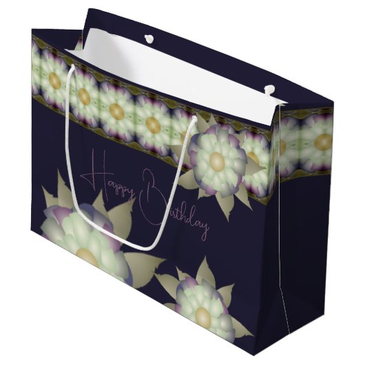 Stijlvolle Paarse en bloemige accenten Groot Cadeauzakje (Voorkant Gekanteld)