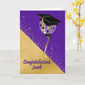 Stijlvolle Paarse en gouden Afstuderen Kaart (Gele Bloem)