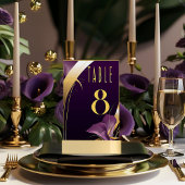 Stijlvolle Paarse en gouden Calla Lily Kaart