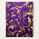 Stijlvolle Paarse en gouden Damask Monogrammed Planner (Achterkant)