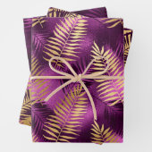 Stijlvolle Paarse en gouden tropische oerwouden bl Inpakpapier Vel (In situ)