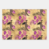 Stijlvolle Paarse en goudluipaard en vrouwelijke s Inpakpapier Vel (Voorkant 3)