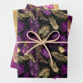 Stijlvolle Paarse en goudluipaard en vrouwelijke s Inpakpapier Vel (In situ)